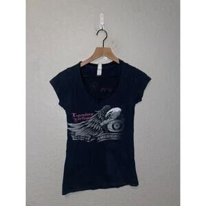 Womens Sangers Cycles Shirt Legendary Heritage American Black Top Tee 2010 M